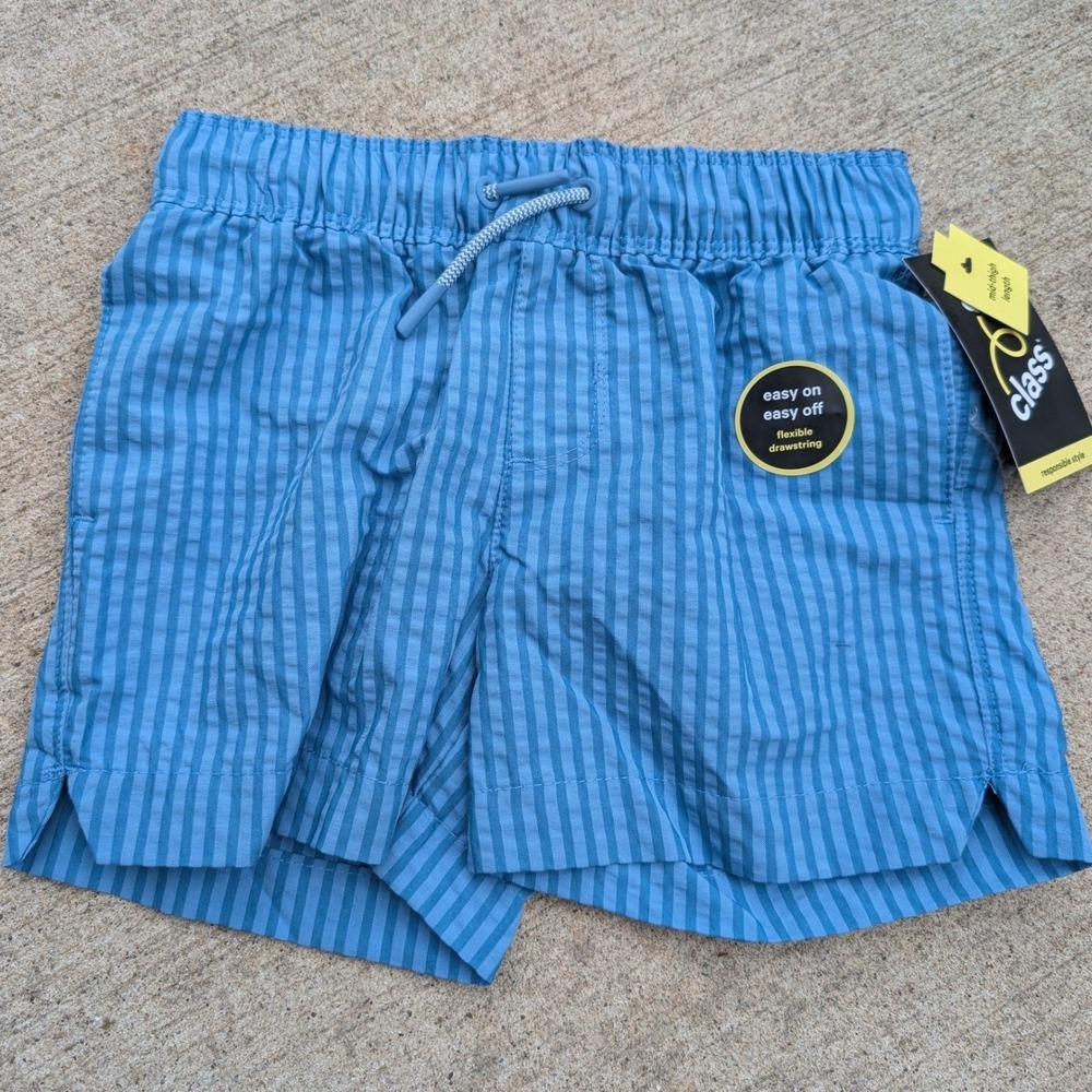 Art‎ Class Swim Trunks Kids XS 4/5 Blue NWT Striped Mid-Thigh Drawstring Shorts